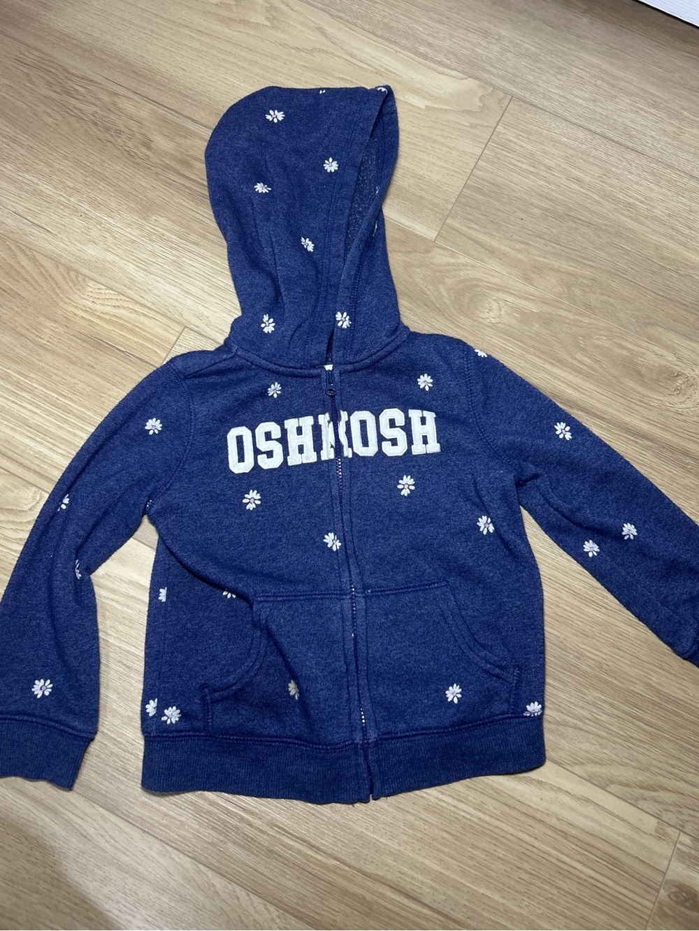OshKosh B'gosh Navy Zip Hooded Sweatshirt with White Daisies